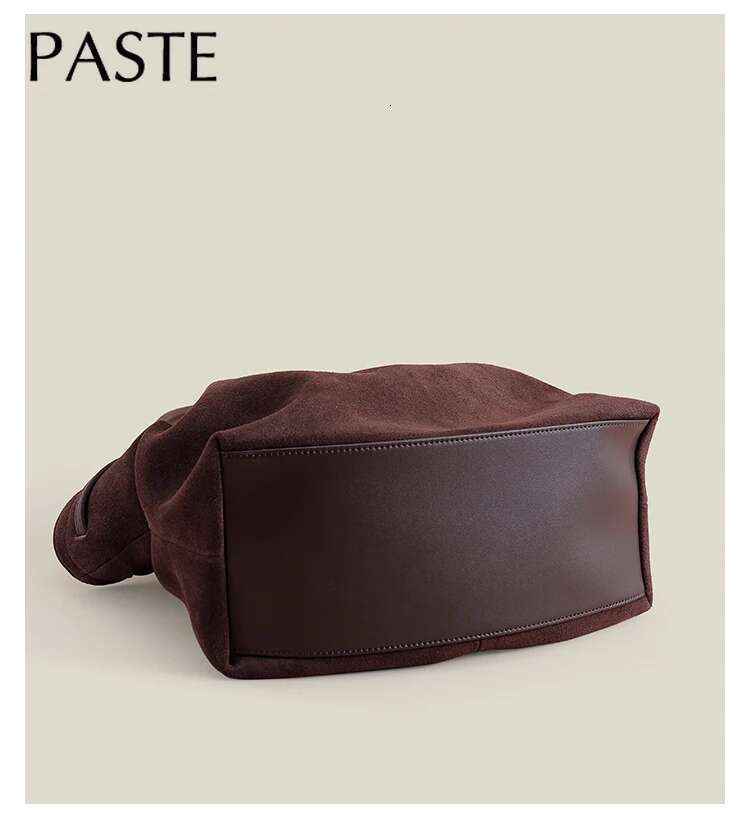 Slouchy Style Coffee Color Large Trapeze Tote Frosted Cow Skin Women Commuter Shoulder Bag Suede Retro Leisure Ladies Handbag