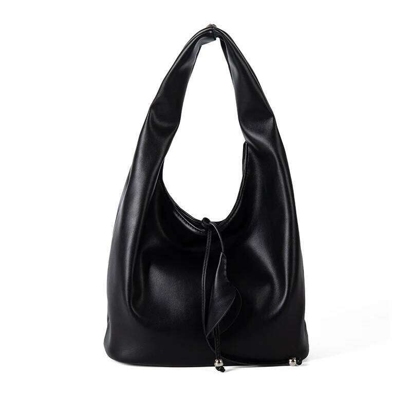 2025 New Simple Design Shoulder Bags Women Solid Color Soft Leather Underarm Bag Large Capacity Lady Handbags