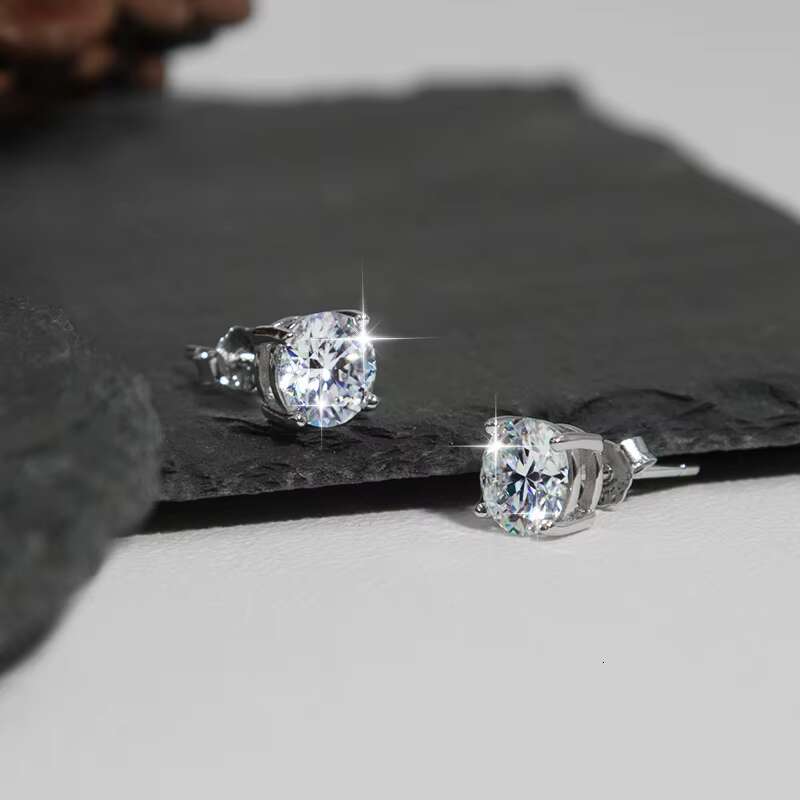 Pass Diamond Tester Cut Diamond Hiphop Stud Earrings Moissanite S925 Silver for Men Women Jewelry With GRA Certificate