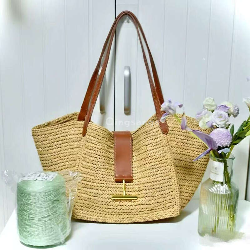 Straw Beach Tote Large Capacity Raffia Handwoven Fashionable Shoulder Underarm Versatile Casual Vacation Women S Bag Crossbody Bag