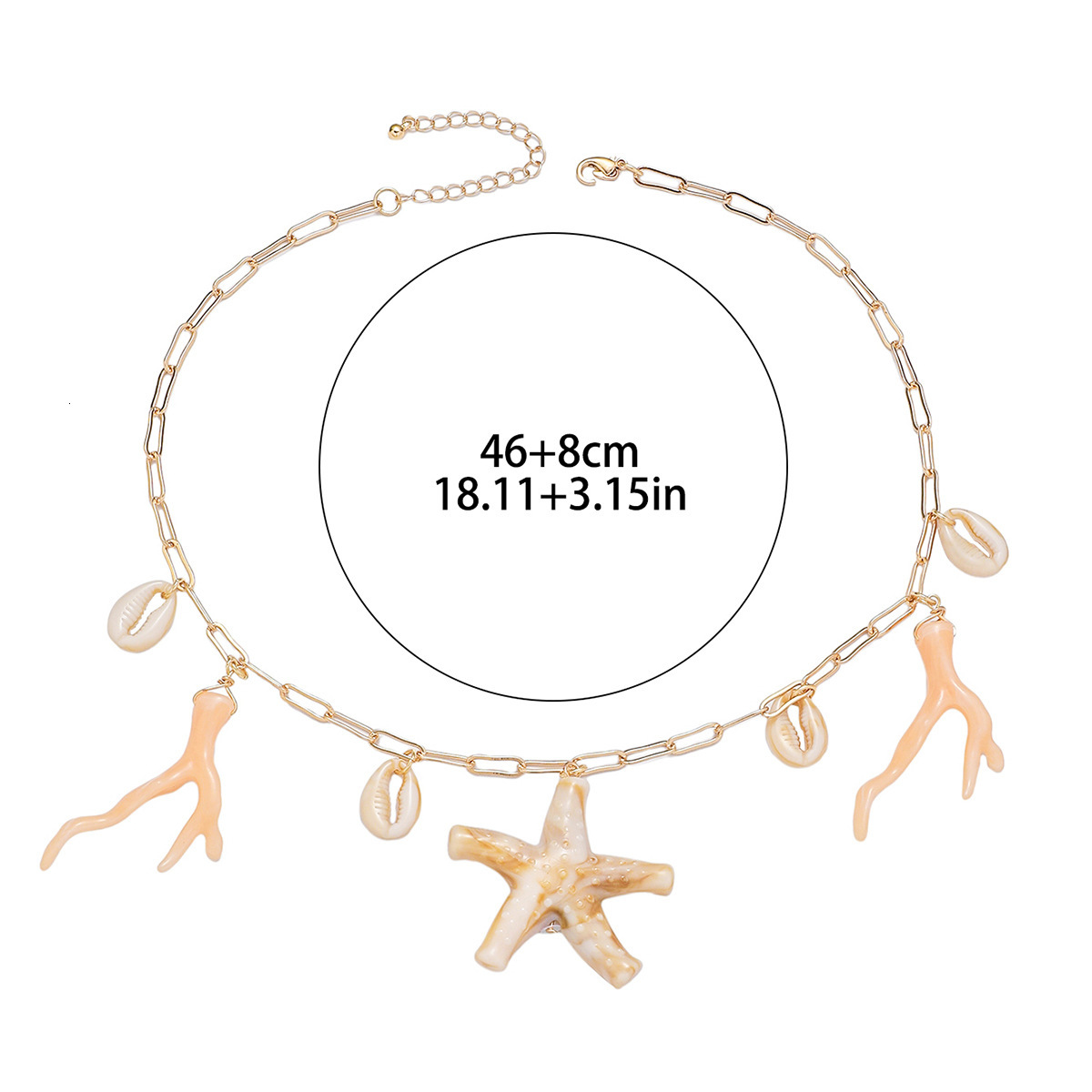 Ladies' starfish shell beach personalized simple pendant necklace, internet famous collarbone chain