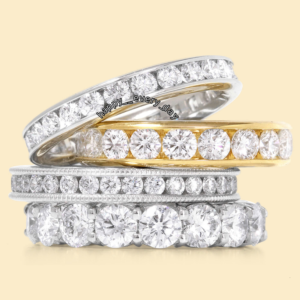 Luxury Fine Jewelry Eternity Band Ring Wholesale 10K 14K 18K Gold Moissanite Ring