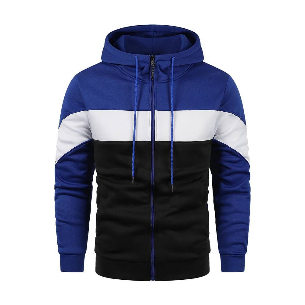Men's Zipper Patchwork Sport Outdoor Casual Everyday Hoodie Slim Fit Sweatshirt