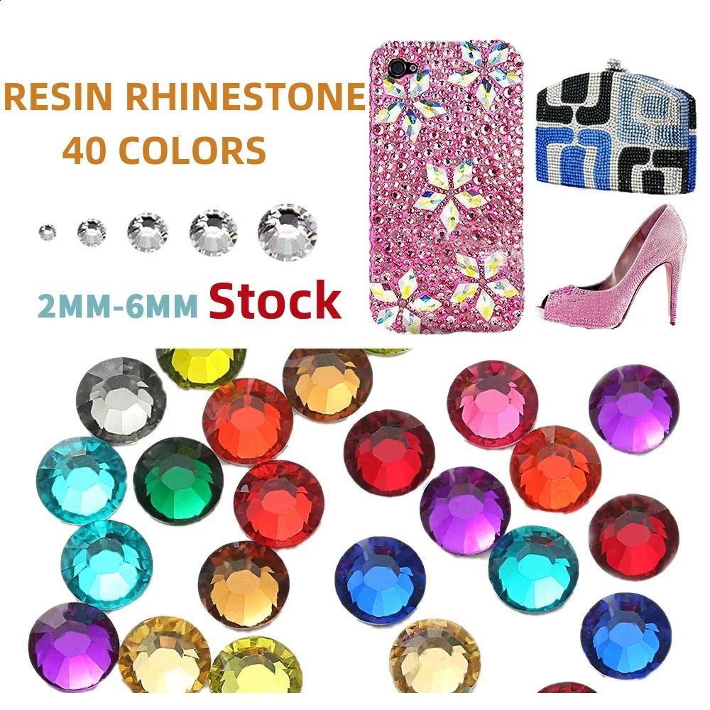 3/4/5/6MM A03 Pink Resin Foiled Transparent Rhinestones Flat Back Non Fix DIY Glitters Accessories For Phone Case Nails 500g 250528