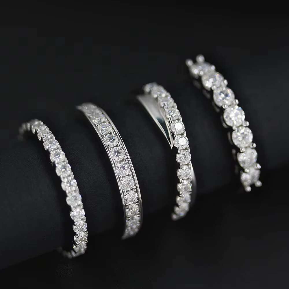 GRA Certified Moissanite Jewelry Nickel Free 925 Sterling Silver Stackable Half Eternity Ring Band for Women Destiny Jewellery