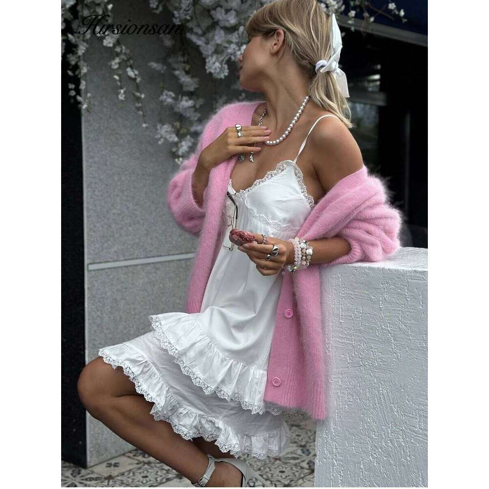 Hirsionsan Elegant Long Sleeve Sweater Women 2025 New Single-Breasted Female Casual Cardigan Soft Flexible Knitted Outwear