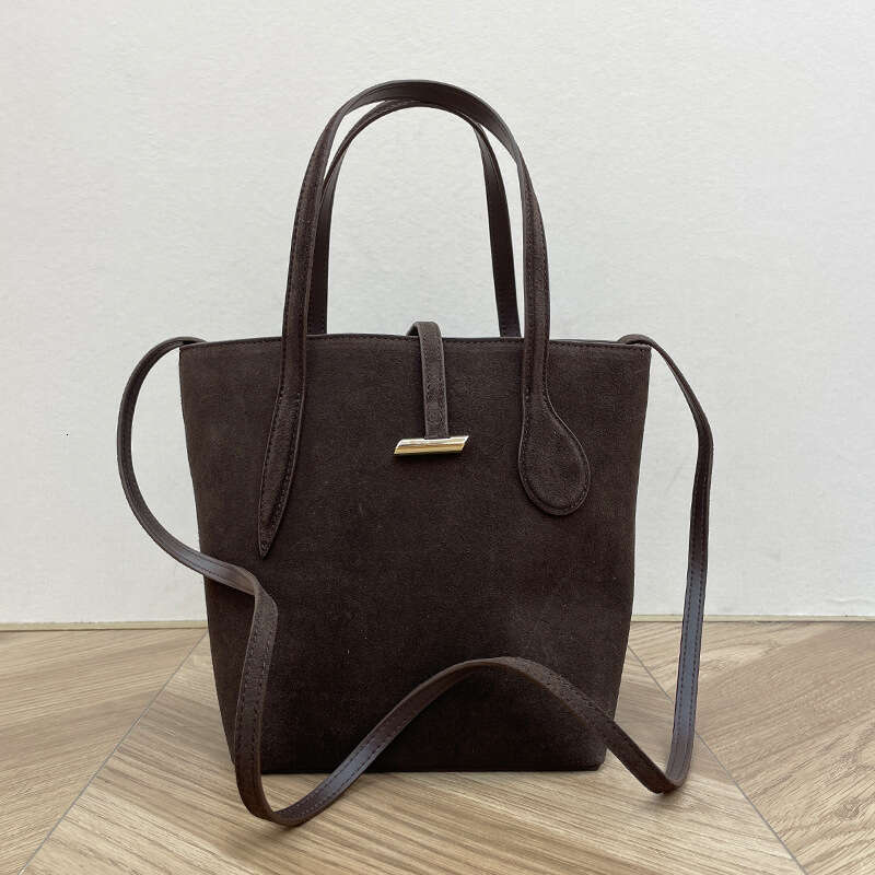 French Niche Autumn Winter New High end Melard Matte Basket Genuine Leather Handbag Crossbody Bucket Bag