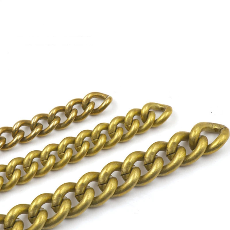 1 Meter Solid Brass Curb Link Chain Wallet Chain Men Belt Pants Keychain Necklace Bag Strap Parts Jewelry Making Accessories 250530