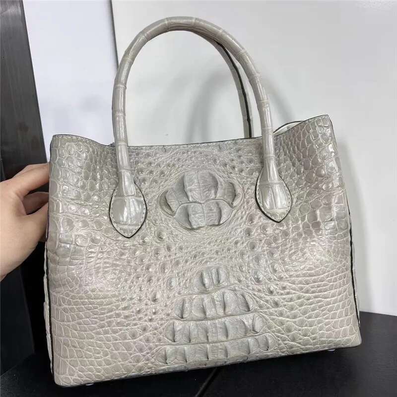 Genuine Crocodile Skin Women Skyblue Colorful Totes Female Handbag Exotic Real Alligator Leather Lady Single Cross Shoulder Bag