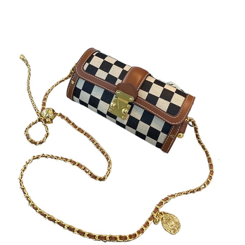 designer Custom Cross-Border Foreign Trade Women's Bag Luxury Fashion Babylon Chain Bag Cover Style Single Shoulder Crossbody Handbag Small Squar