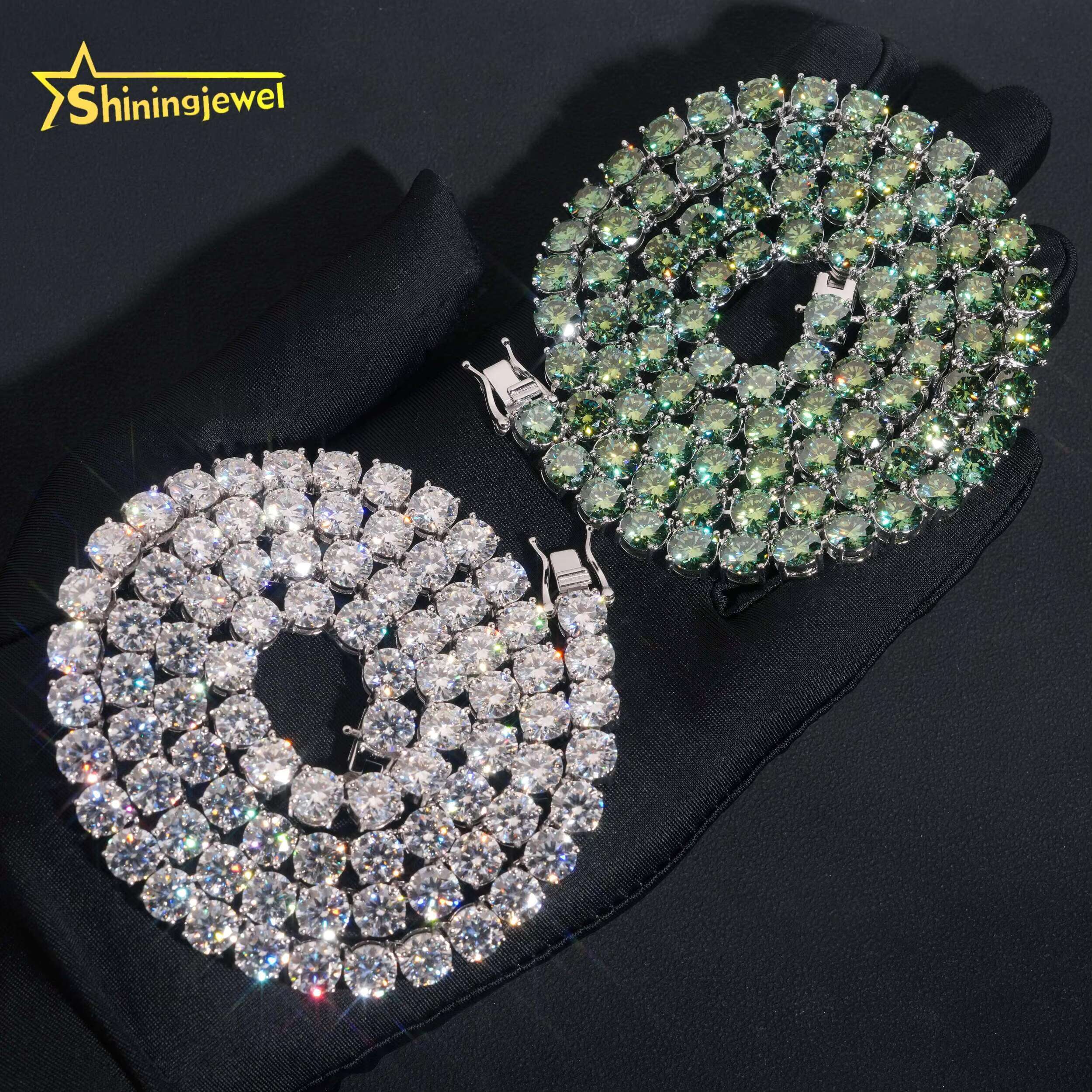 New Stock Fine Jewelry 925 Sterling Silver Fashion Necklaces 3-6MM Diamond Iced Out Moissanite Tennis Chain Necklace