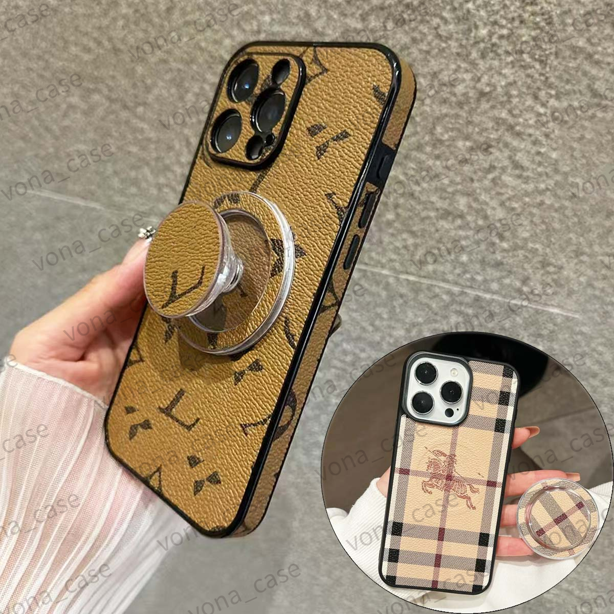 Phone Case for iPhone 16 Pro Max Bracket, Designer iPhone Case Mag Safe 15 14 13 12 Pro 11 for Women Men Shockproof Slim Anti-drop Luxury Cover Magnetic Case with Kickstand