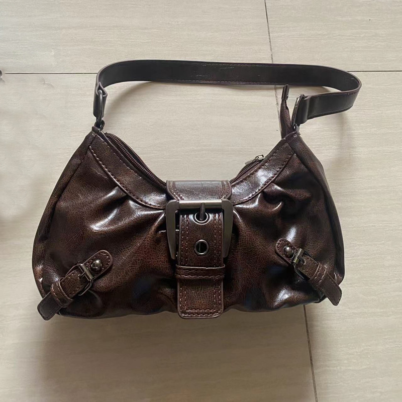 Hot Selling Melard Style Trendy Girl Wasteland Style Vintage Two-tone Leather Shoulder Bag Underarm Bag