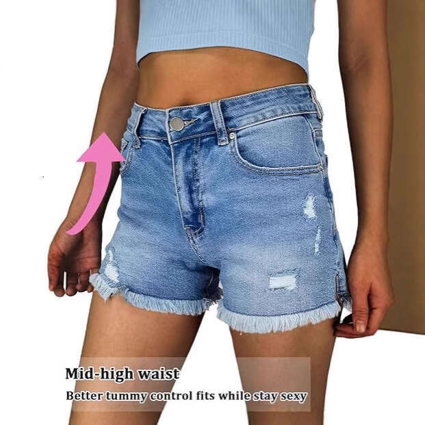 Denim Shorts Jeans Shorts Summer New Ripped Frayed Elastic Washed Denim Women S Shorts Ripped Short Jeans