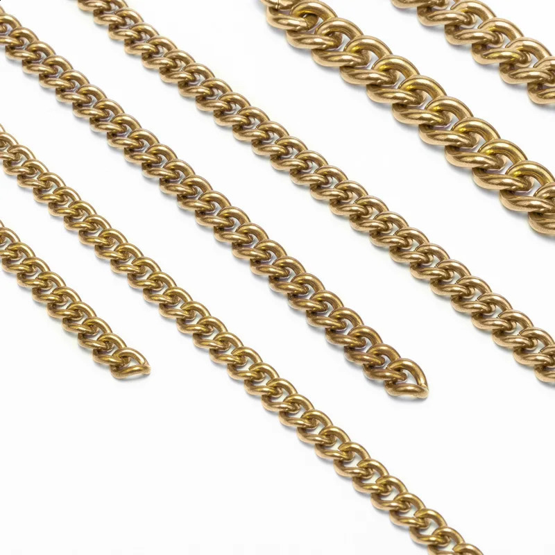 1 Meter Solid Brass Curb Link Chain Wallet Chain Men Belt Pants Keychain Necklace Bag Strap Parts Jewelry Making Accessories 250530