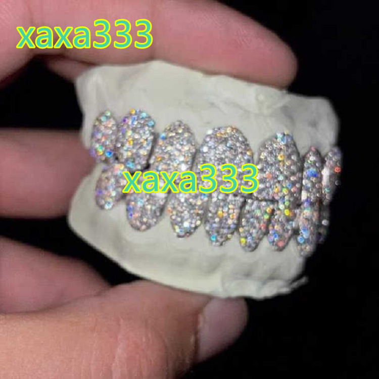 Design Made Teeth Grillz Jewelry Vvs Moissanite Diamond Teeth Grillz 10k 14k 18k Gold Silver Iced Out Grillz for Teeth