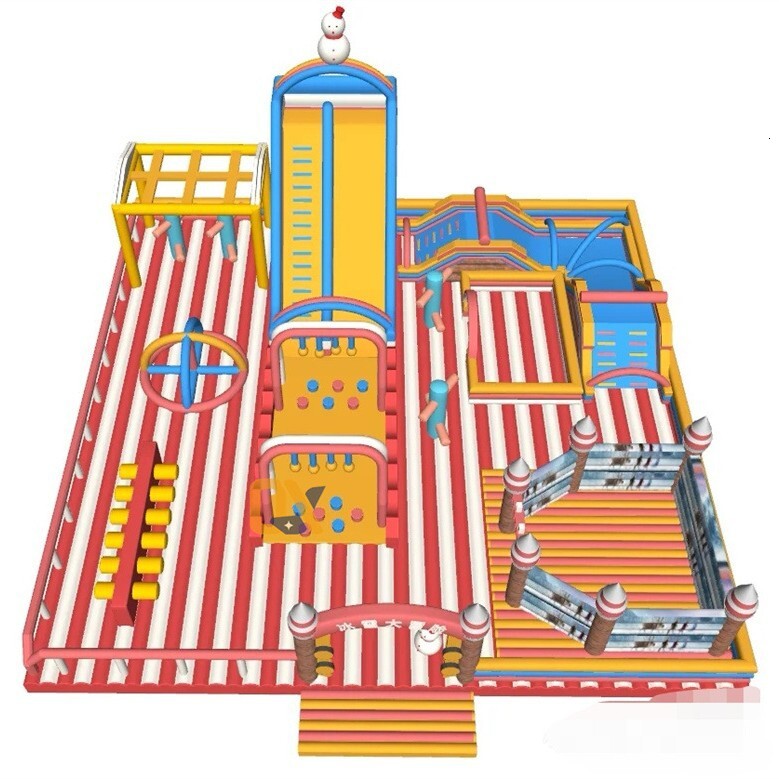 Outdoor Adventure Castle Slide Farm Large Land Challenge Obstacle Race Iatable Air Model