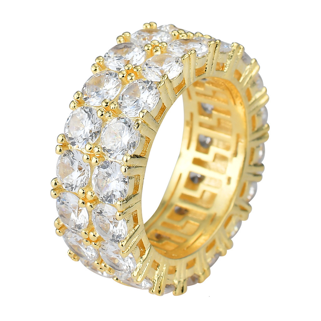Hip Hop Ring Fashion Brand Mens Hip Hop Ring Micro Set Moissanite Double Row Moissanite Ring Accessories moissanite