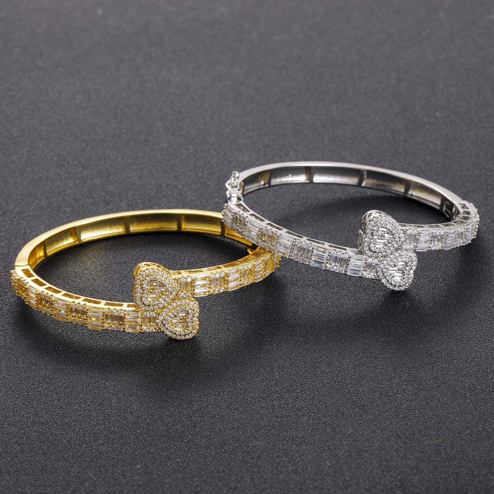 Hip Hop Love Bracelet Mens Hiphop Copper Set Moissanite Buckle Free Fashion Personalized Handwear moissanite