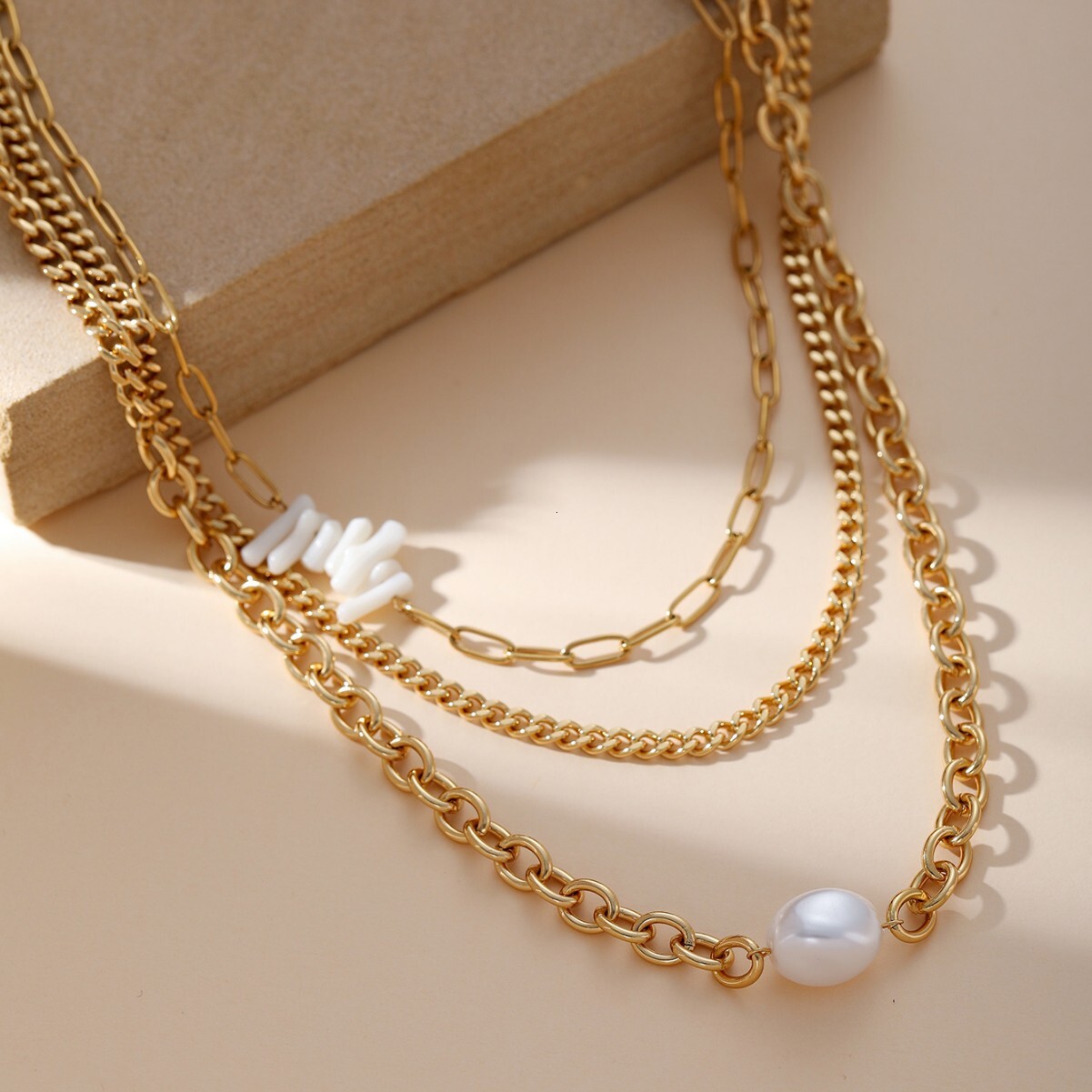 Trendy Jewelry Simple Layered Versatile Pearl for Women Multi-layer Rice Bead Necklace
