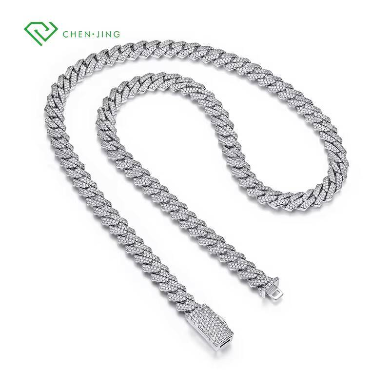 Fine Jewelry 10K 14K Platinum Laboratory Chain 6mm 8mm 10mm 12mm Round Cut HPHT Cuban Necklace