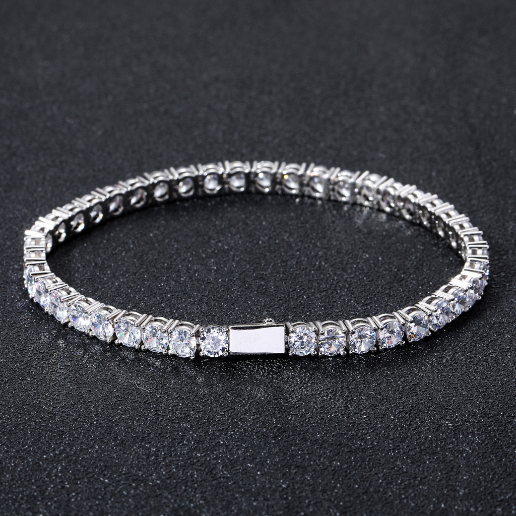 Bracelet Mens Hip Hop 5mm 6mm Spring Buckle High grade Hip Hop Tennis Chain Micro Inlaid Single Row Moissanite Bracelet moissanite