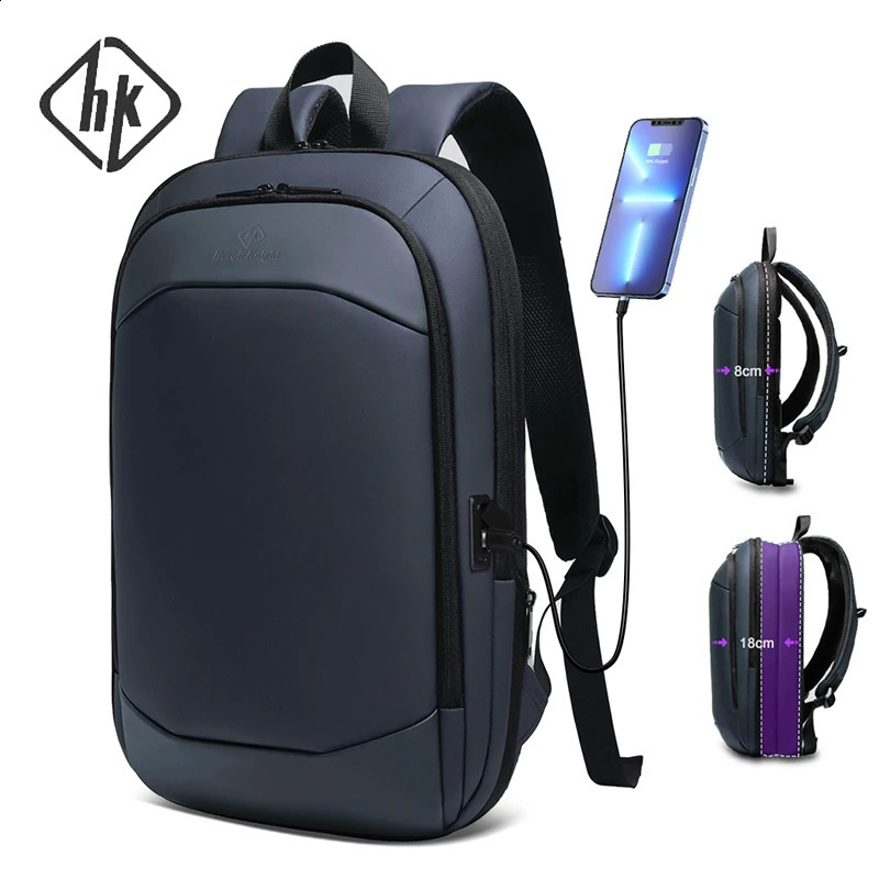HK Business Backpack For Men Expandable Waterproof 17 Laptop Bags Daily Work School Backpack YKK Zipper Slim Backpack With USB 250530