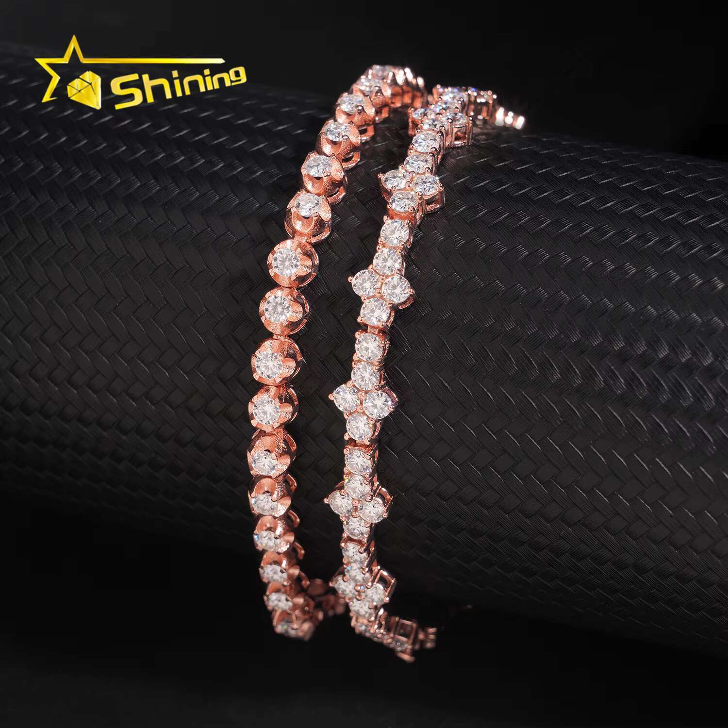 Hip Hop 925 Sterling Silver 3mm 4mm Cross Moissanite Tennis Bracelet Custom Iced Out VVS Moissanite Bracelet for Men Women