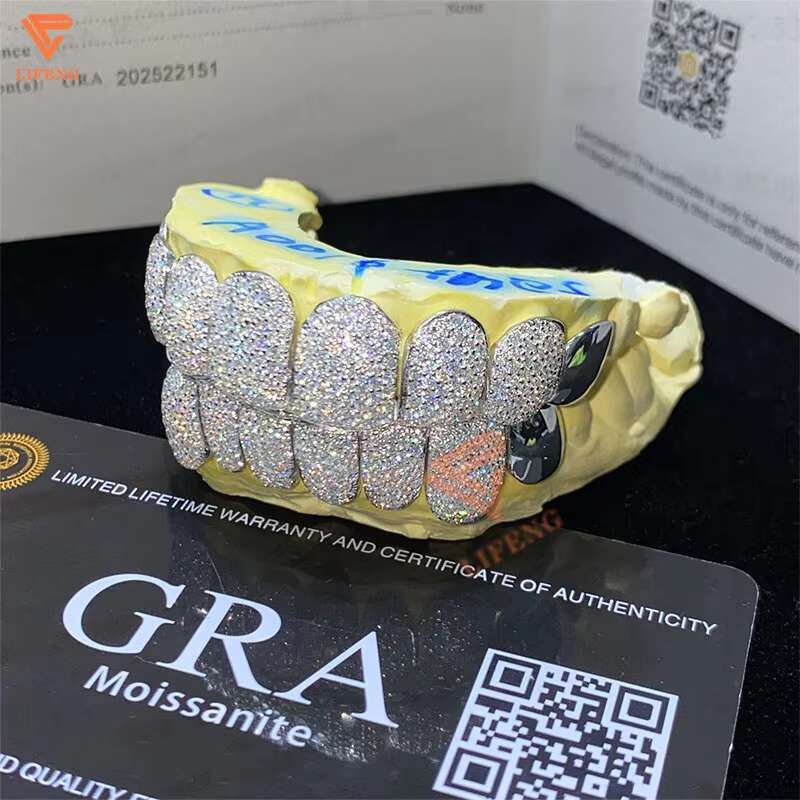 Custom Iced Out VVS1 Moissanite Diamond Teeth for Grillz 925 Silver White Gold Perm Cut Grillz Teeth Grillz Hip Hop for Men