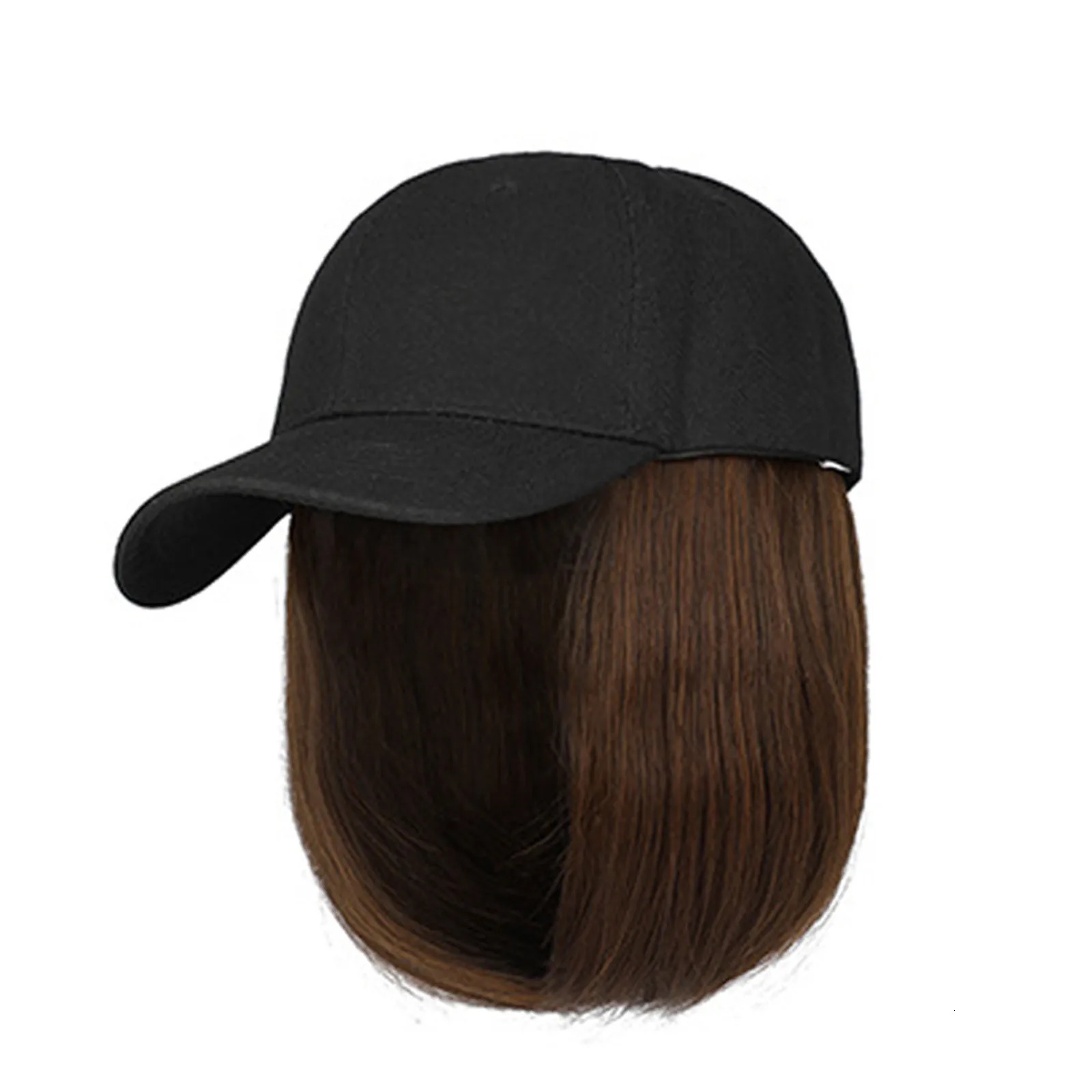 Synthetic Peaked Cap Wig For Women Baseball Cap Short Straight Hair Wig Duck Tongue Cap Bobblehead Curly Hair Fashion Hat Hair 250530