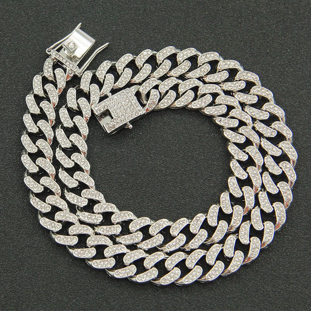 Fashion Hip Hop 5CZ Stone Bg Iced Out Cuban k Chain Necklace Mens Rap Singer Jewelry