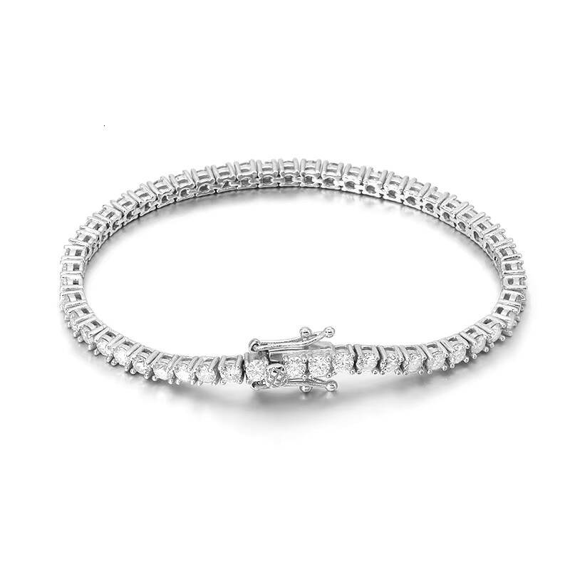 Premium Jewelry 2-5mm Sterling Sier Hip-Hop Single Row Chain Moissanite Women's Tennis Bracelet