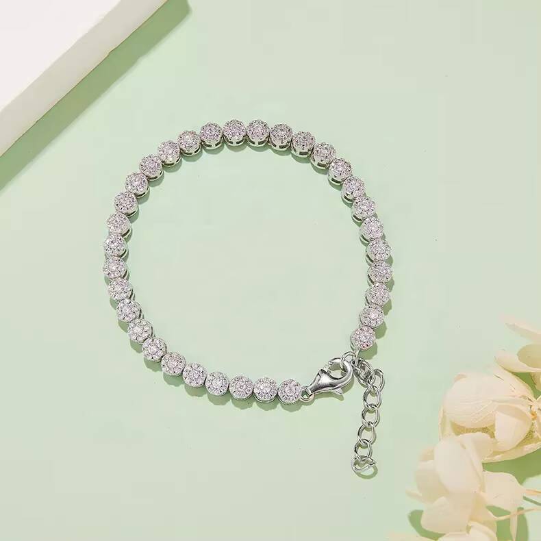 Sterling Sier Platinum Plated Silicon Stone Tennis Bracelet