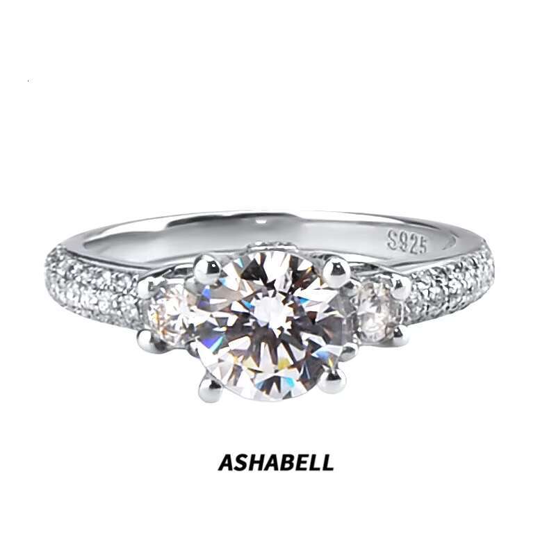 Moissanite Diamond Ring Wedding Engagement Ring 925 Sterling Silver Wholesale Luxury Round Engagement Bands or Rings ASHABELL