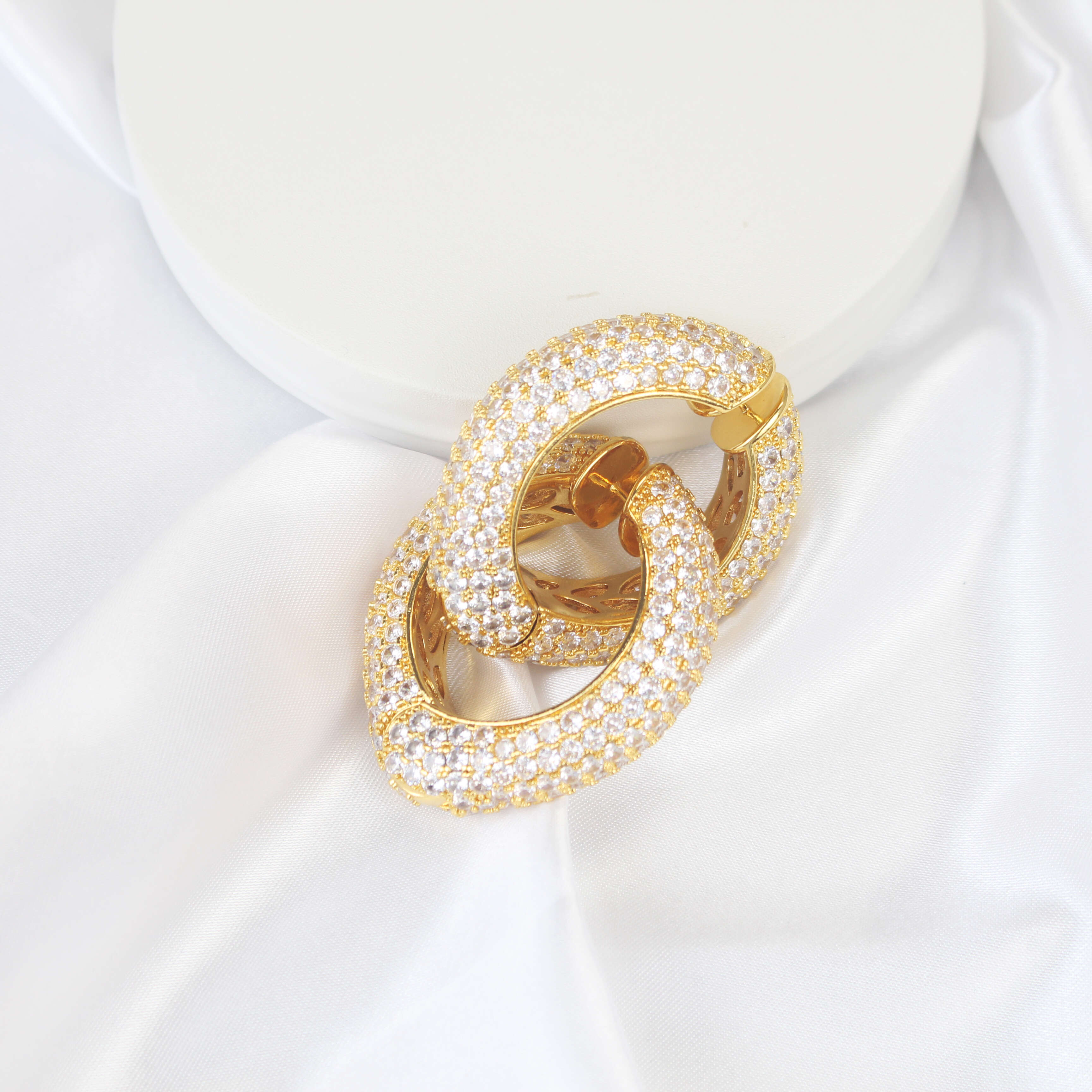 High Quality Vintage Jewelry Intay Moissanite Gold Plated Real Earrings with 925 Silver Pin Low Price Factory Ready Stock