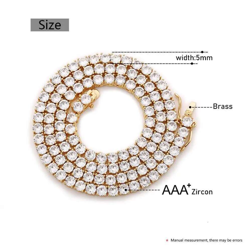 4mm 5mm 6mm Width Fashion Copper Iced Out Cubic Zircon Tennis Chain Necklace Rose Gold Silver Color Wholesale Drop Shipping