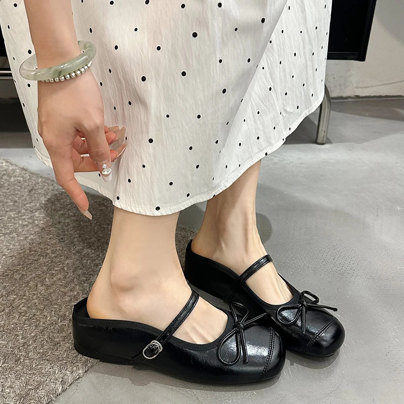 Summer Women Ballet Style Mules Slippers Fashion Butterfly-knot Ladies Elegant Dress Slip On Slides 250528