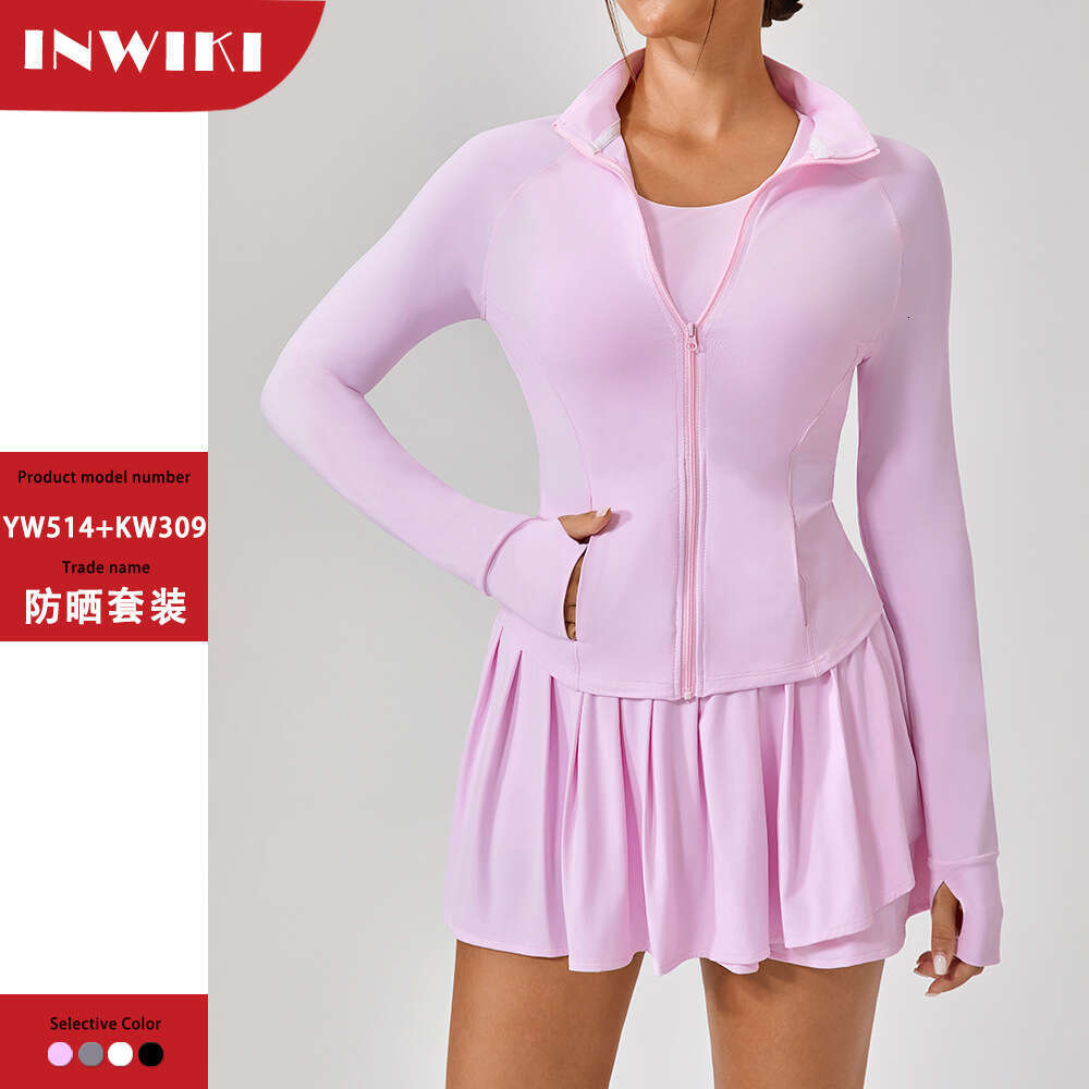 Summer New Clothing for Women Outdoor Sports Running Set Slim Fit Elastic Yoga Fitness Pleated Skirt designer bag