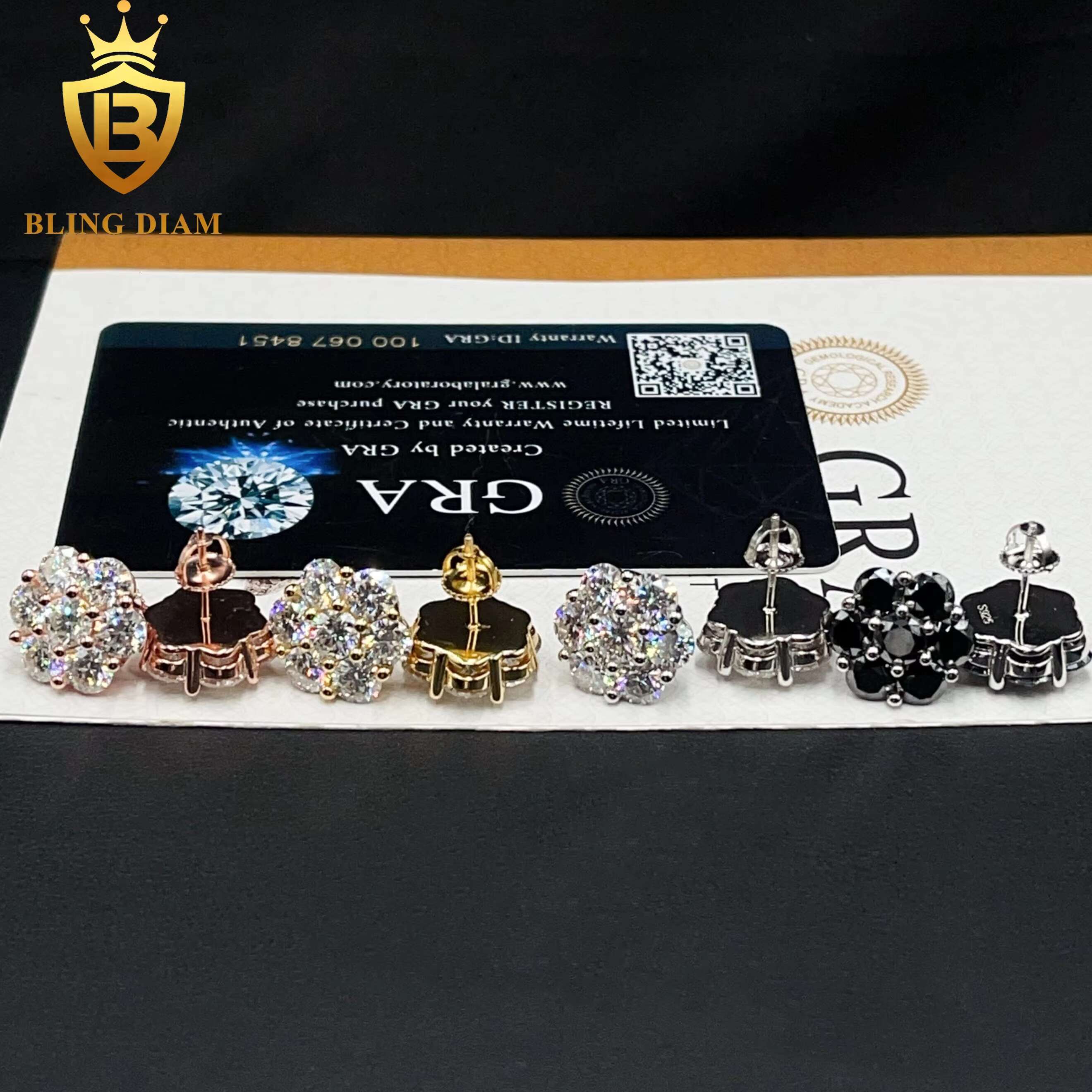 8mm 12mm 15mm Hot Top Selling Fine Jewelry 925 Sterling Silver VVS Moissanite Diamond Stud Flower Earrings