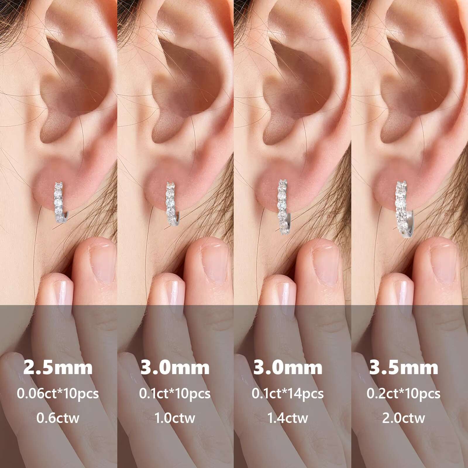 Valentines Gift D Color VVS1 Brilliant Round Cut Moissanite Lab Grown Diamond Huggie 925 Sterling Silver Hoops Earring for Women