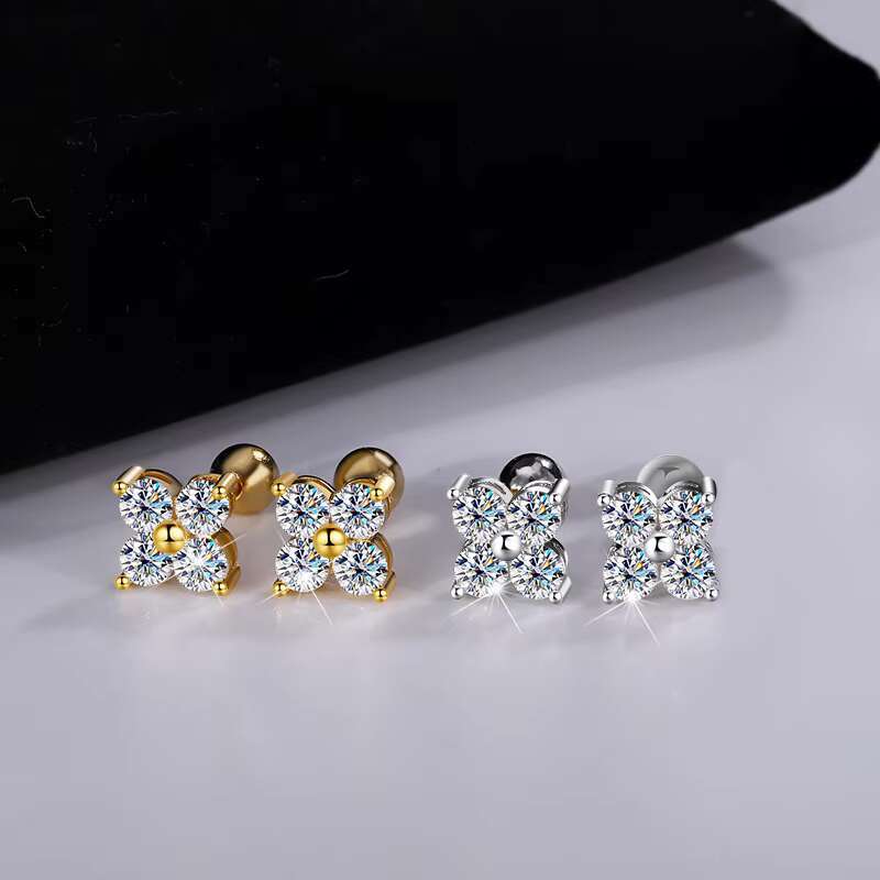 Factory Sale Unisex Star-Shaped Moissanite Earrings Various Sterling Silver Earrings Set for Girls Wholesale Product