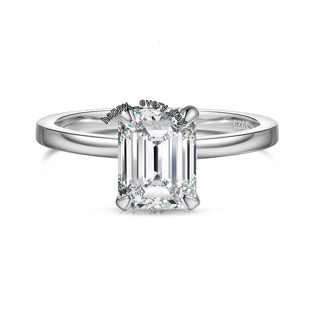 Dylam Infinity Love High Jewelry 925 Silver 6*8mm 2.0ct Emerald Cut Moissanite Stone Diamond Women Wedding Promise Bridal Ring