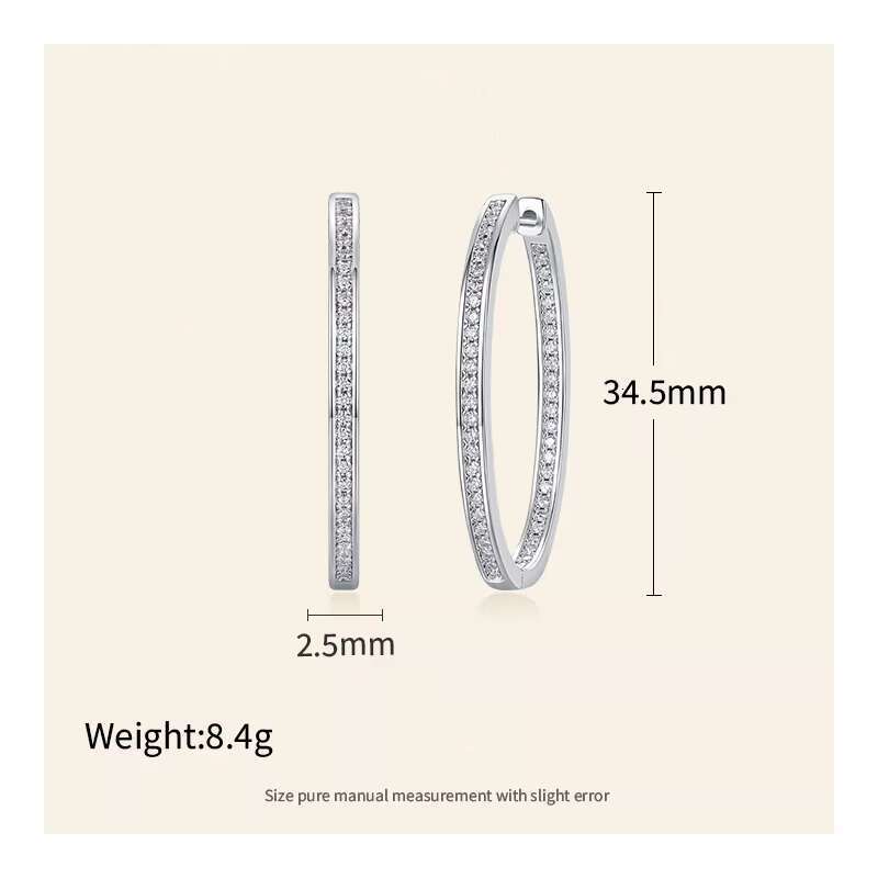 Fast Delivery 925 Sterling Silver Moissanite Hoop Earrings for Women 1.2mm VVS Clarity Pave Set Moissanite
