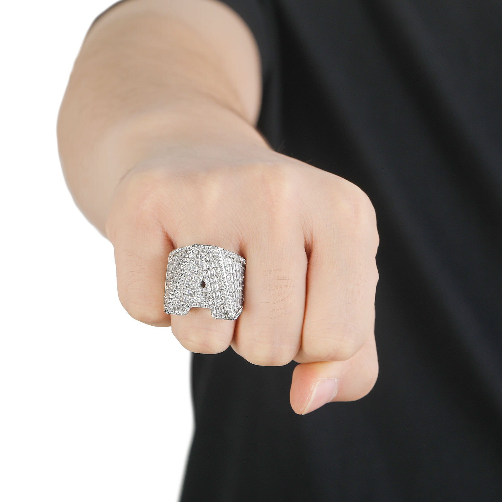 Hip Hop Creative English Letter Mens Ring High-end Copper Inlaid Moissanite Hip Hop Ring Jewelry moissanite
