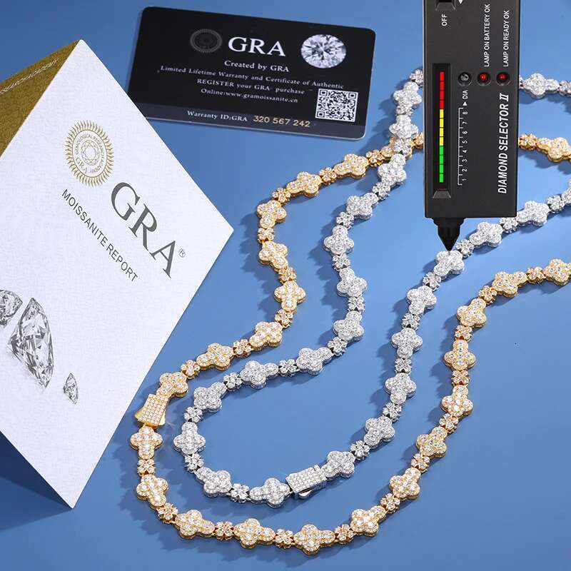 New 10mm Cross Flower Tennis Chain Necklace For Women Man Bling Iced Out S925 Sterling Silver Hip Hop Jewelry Gift 2024 Trending