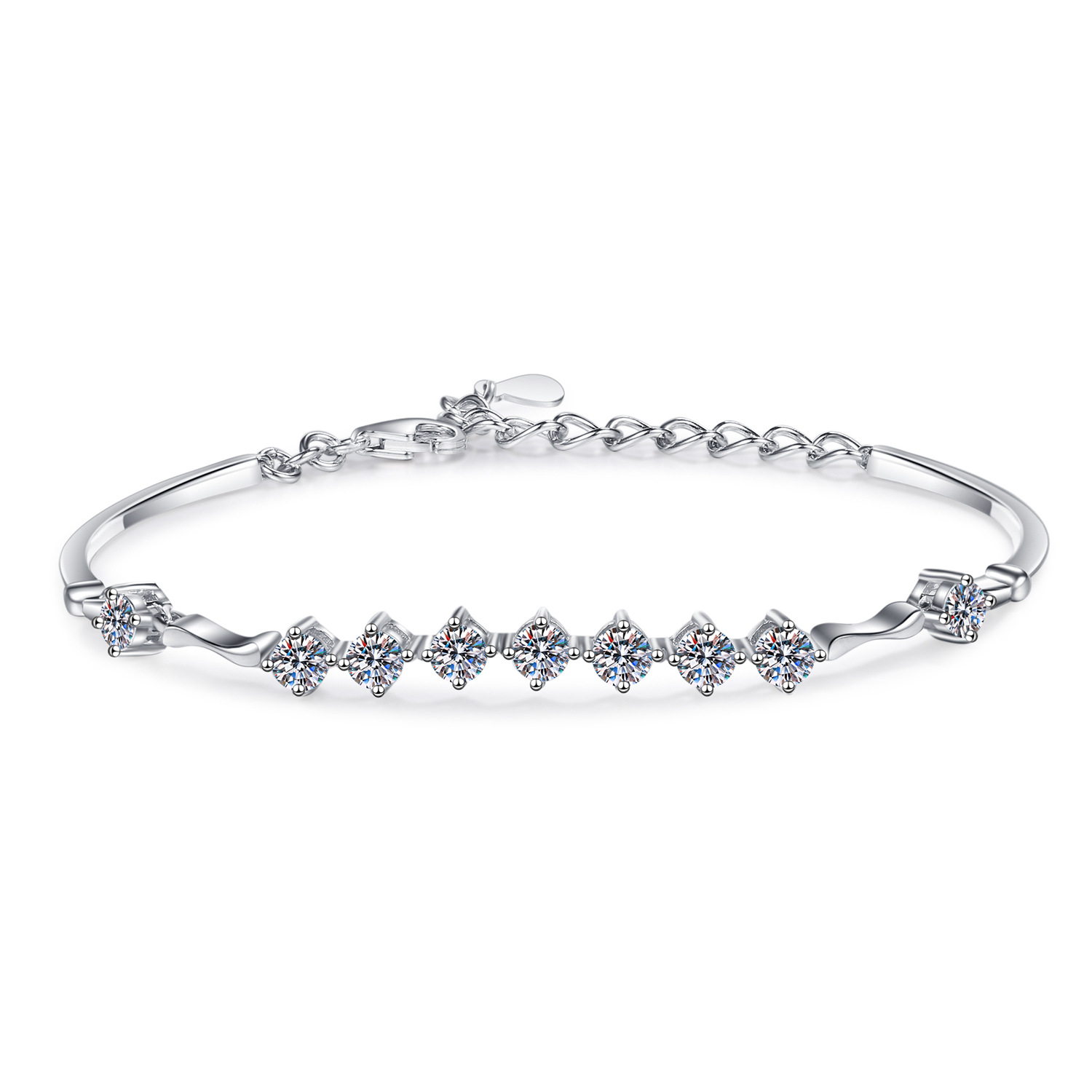 Chic Woman's Jewellery Piece Made from High-Quality Silver Alloys Embellished With Radiant Man-Made Diamonds