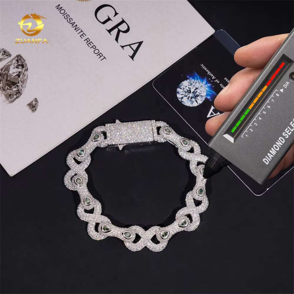 Sterling Silver 925 Fine Jewelry Pendant Necklace Bracelet Iced Out Vvs Moissanite Hip Hop Jewelry Cuban Link Chain