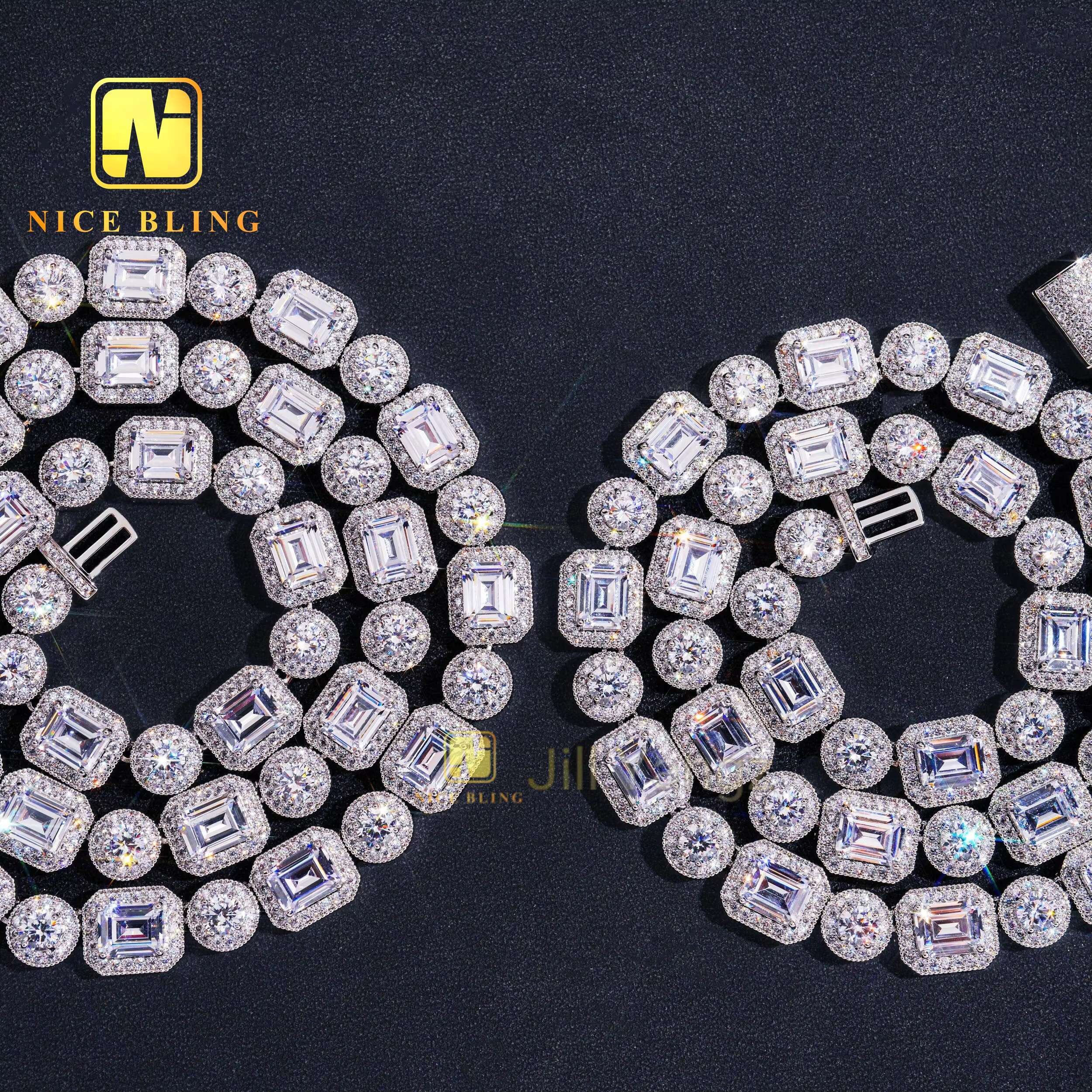 Prepared stock square ice cubes sugar Cuba chain luxury 18K gold necklace tennis chain 12mm Cuba link hip hop rock 5