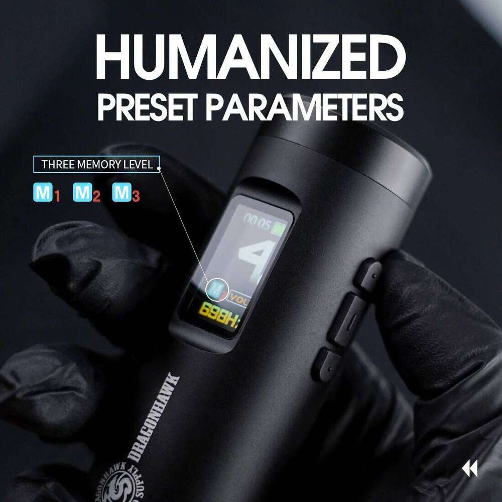 Dragonhawk X7 Gun Pen Hine Wireless Rotary Complete Tattoo Kit Smart Display 2 Batteries 1,800Mah