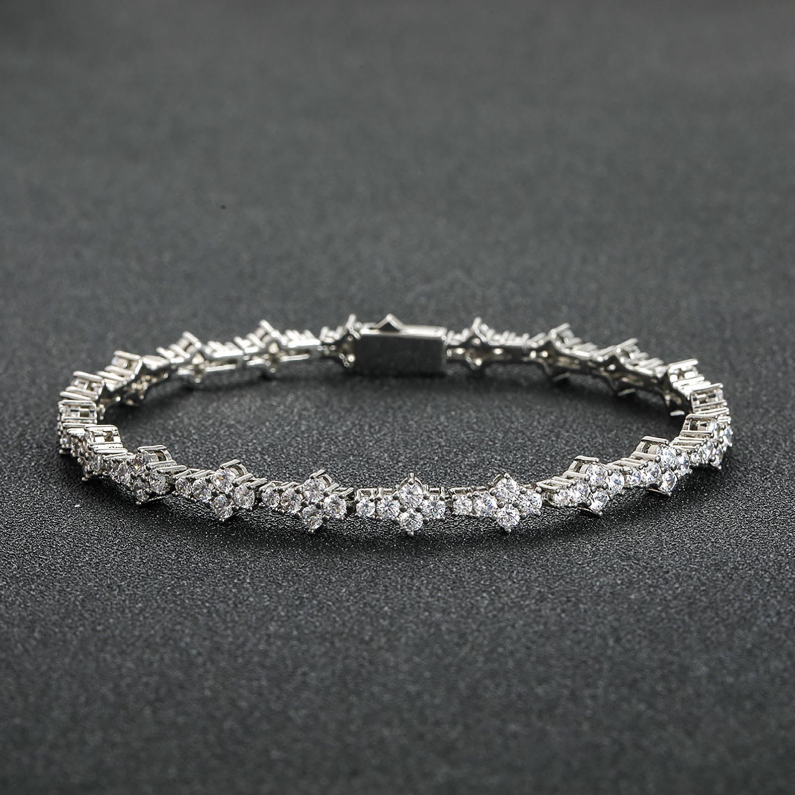 Plum Blossom Tennis Chain Mens Hip-Hop Bracelet Moissanite Trendy Spring Buckle Hip-Hop Jewelry moissanite
